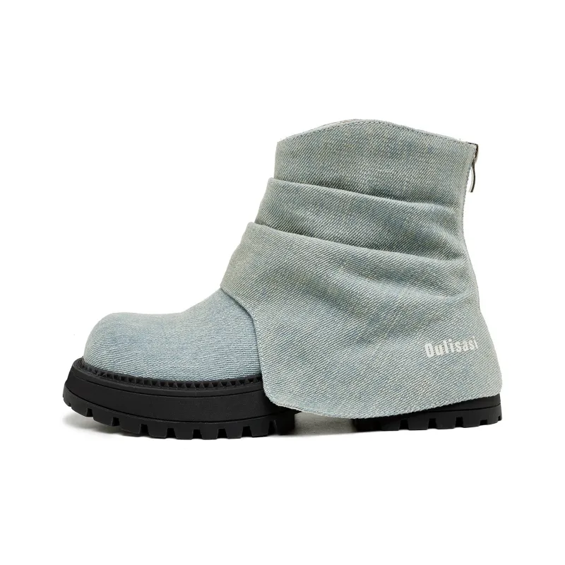 OULISASI Ankle Boots Women's Denim Blue-0