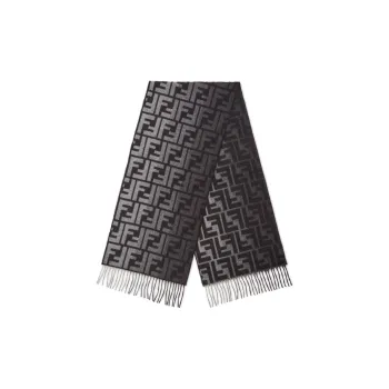 FENDI Wool Cache Fiber Knit Scarves Men's Black