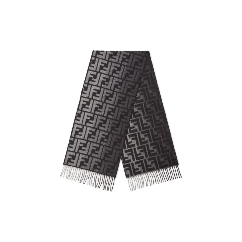 FENDI Wool Cache Fiber Knit Scarves Men's Black-0