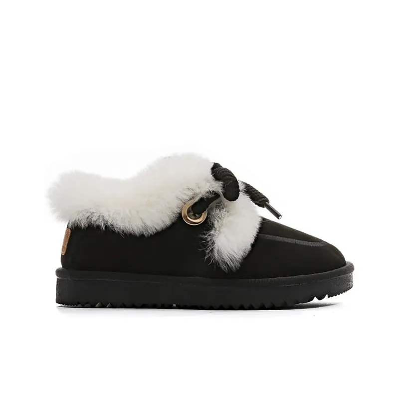 Warrior Warm Wear Resistant Slip Resistant Short Snow Boots Women's Black-1