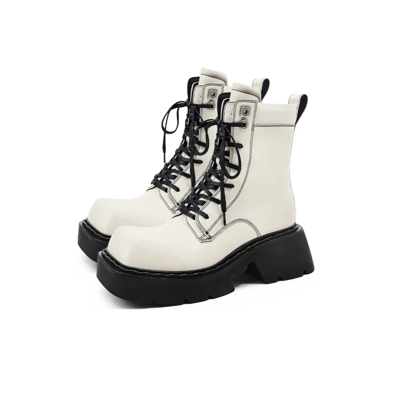 KMD Genuine Leather Ankle Boots 7CM Women's-1