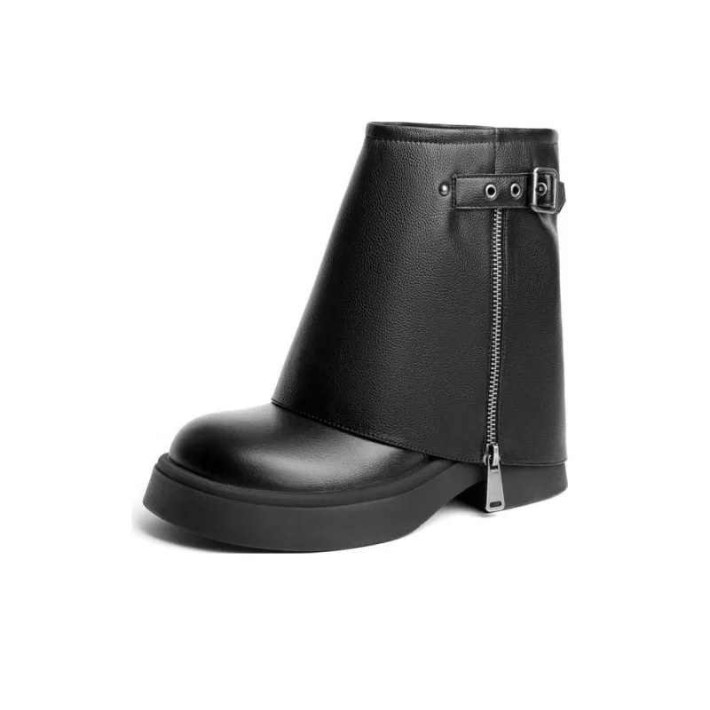 BELLE Bootcut Pants Ankle Boots 4.5cm Women's Black-1