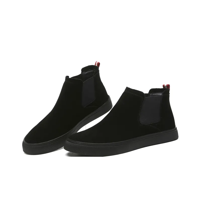 LUOGOKS Short Chelsea Boots Men Black-8