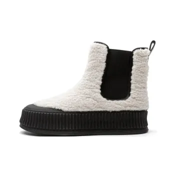 TOOMANYSHOES Cream Top Chelsea Boots 4cm Women's Beige White Black