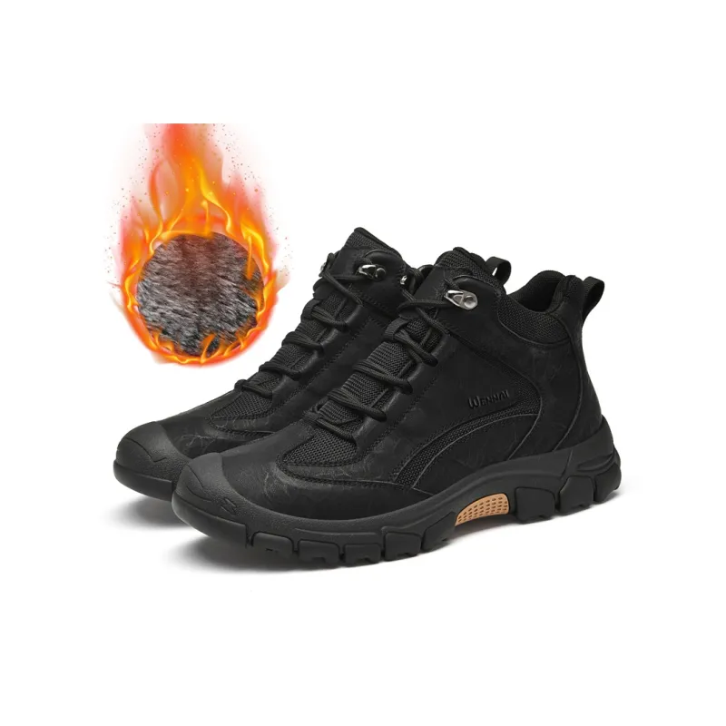 Wen Nai Warm Wear Resistant Cushioning Height Increasing Slip Resistant Ankle Length Outdoor Boots Men's Black-2