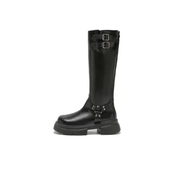 Medd Knee High Boots Platform Height Increasing Women's Black