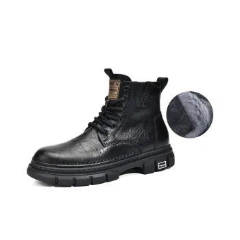 ZHENEN Knee-High Snow Boots Men's Black