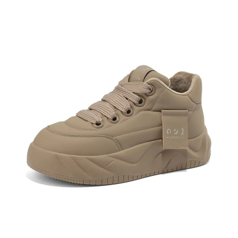 JOSINY Trendy Comfortable Versatile Puffy Shoes Low-Top Casual Shoes Women's Apricot-1