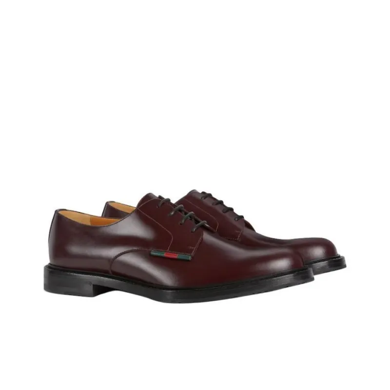 GUCCI Web Dress Shoes Men's Burgundy-2
