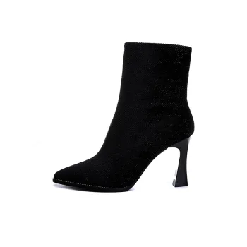 POOQ Ankle Boots Women's Black/White/Apricot