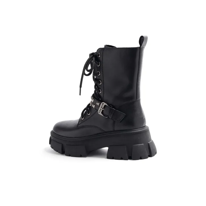 STEVE MADDEN Martin Boots Women's Black/Ecru-2