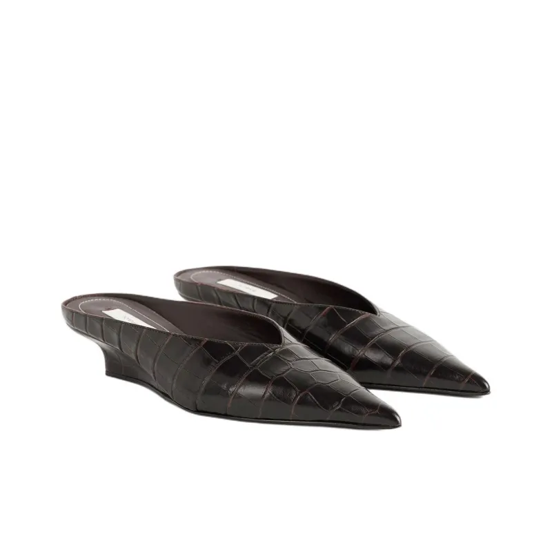 TOTEME Closed Toe Slippers 3.5cm Women's Dark Brown-1