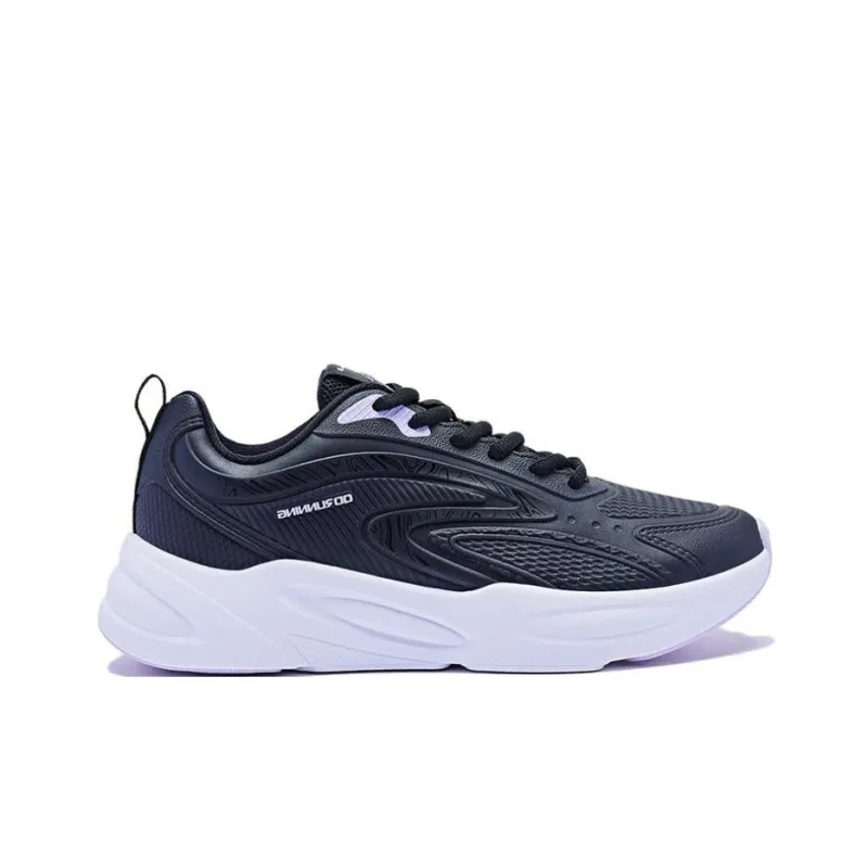 QIAODAN Cushioned Slip Resistant Low Top Running Shoes Women's Black White-1