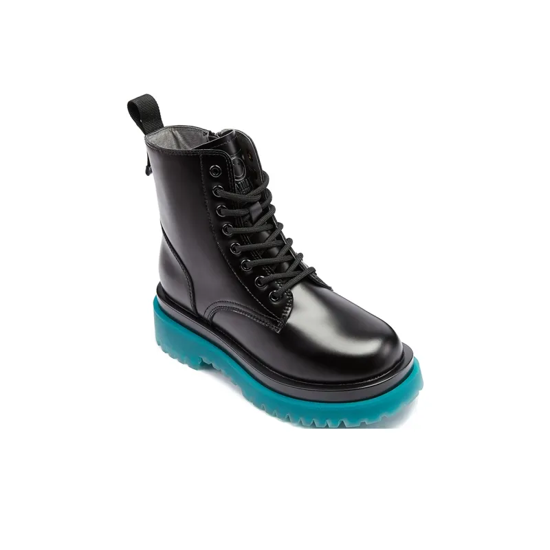 SMILEY Martin Boots Women's Black Green-2
