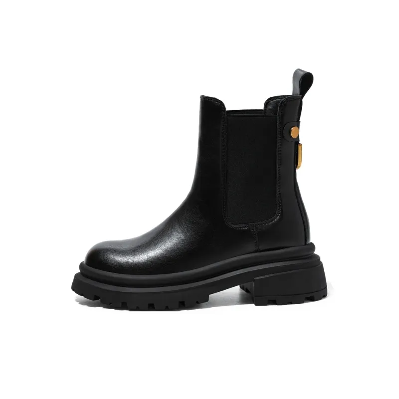 ZHR Short Chelsea Boots Medium Heel Women's Black-0