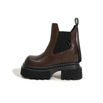 Milan Love Song Crew Chelsea Boots Super High Heel Women's Solid Color