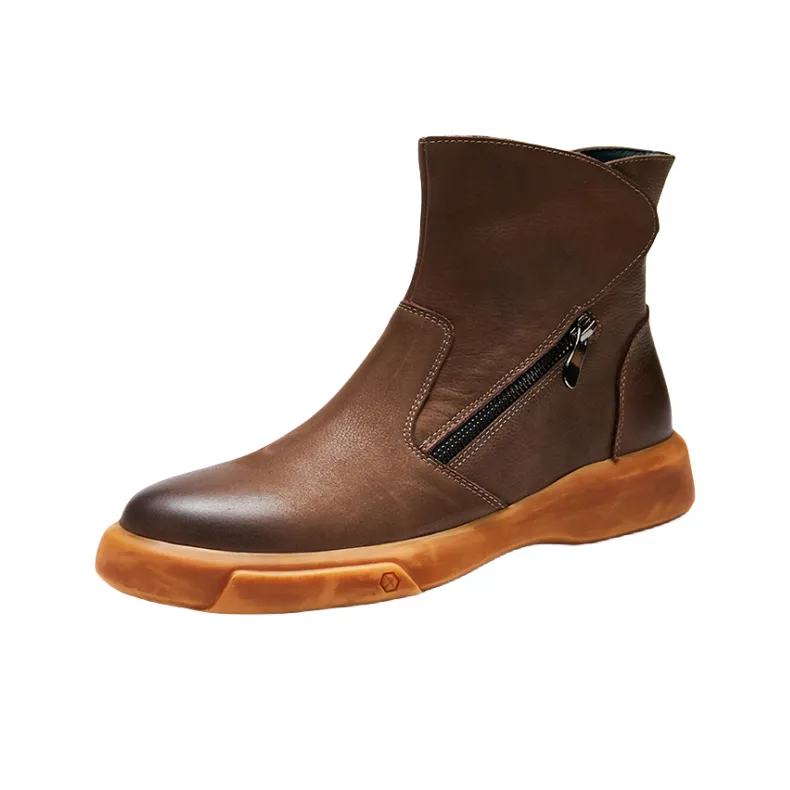 Brounvanm Ankle Boots Men Brown/Ginger Yellow/Khaki-6