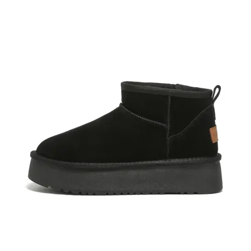 KEKAFU Warm Wear-Resistant Height Increasing Slip-Resistant Short Snow Boots Women's
