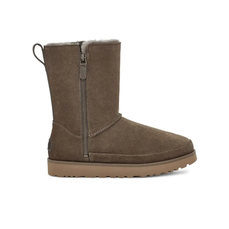 UGG Classic Zip Short Stiefel Fleece Lined Brown Women's-1