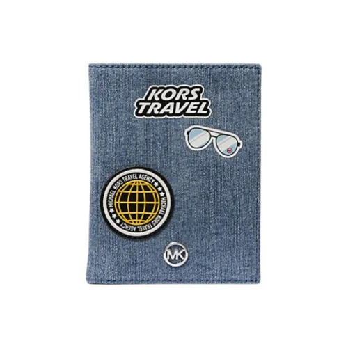 MICHAEL KORS Jet Set Travel Cotton Passport Holder Medium Size Unisex Denim Blue