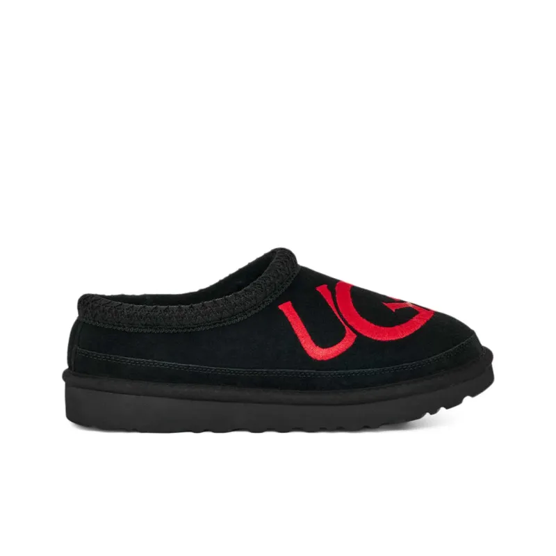 UGG Tasman Logo Slipper Black / Samba Red-1