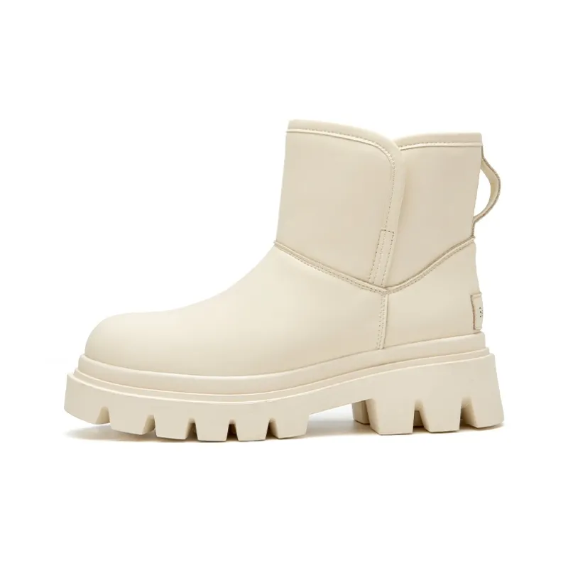 Beau Today Synthetic Leather Warm Crew Snow Boots Women's-5
