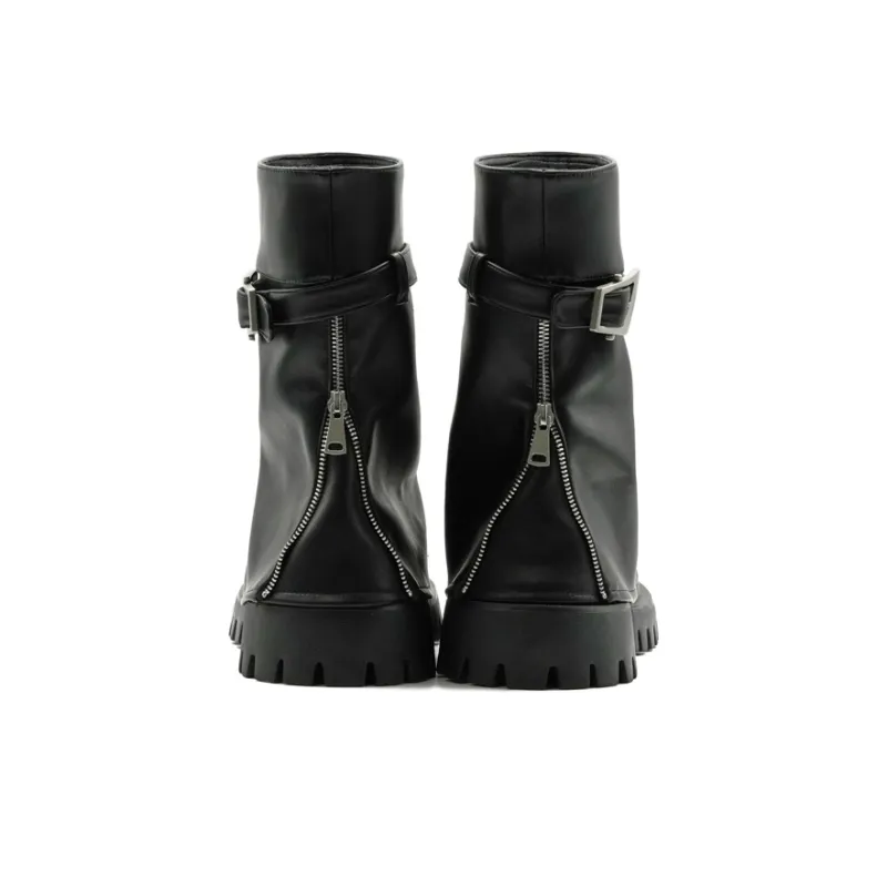 Little Sue Trendy Versatile Fashion, British Style, Chunky Derby Foldover Boots Fleece Lined Ankle Boots Women's-4