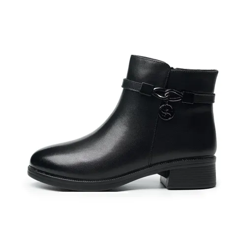 AOKANG Ankle Today 4cm Chunky Heel Women's Black