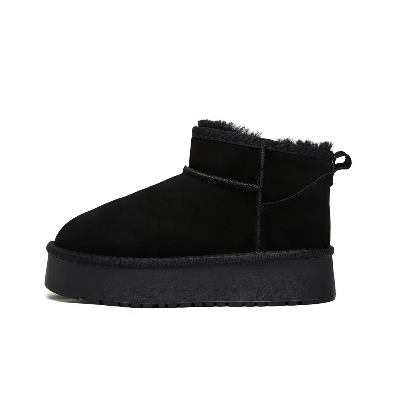 MALEMONKEY Warm Wear-Resistant Height Increasing Slip-Resistant Ankle-Length Snow Boots 5cm Women's-7