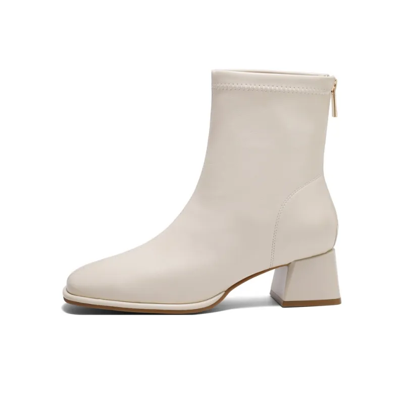 BELLE Ankle Boots Women's Khaki/Ecru/Black/Black, Pleated Leather/Brown, Pleated Leather-4