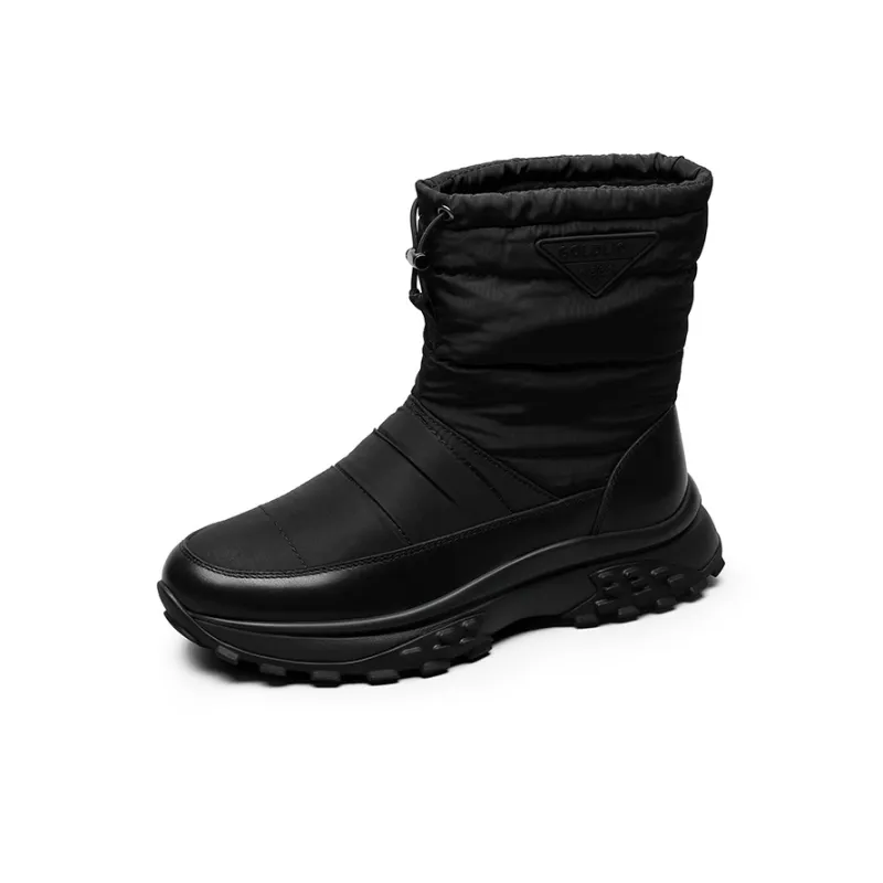 GOLDLION Warm Wear Resistant Slip Resistant Short Mid Calf Snow Boots Men's Black-1