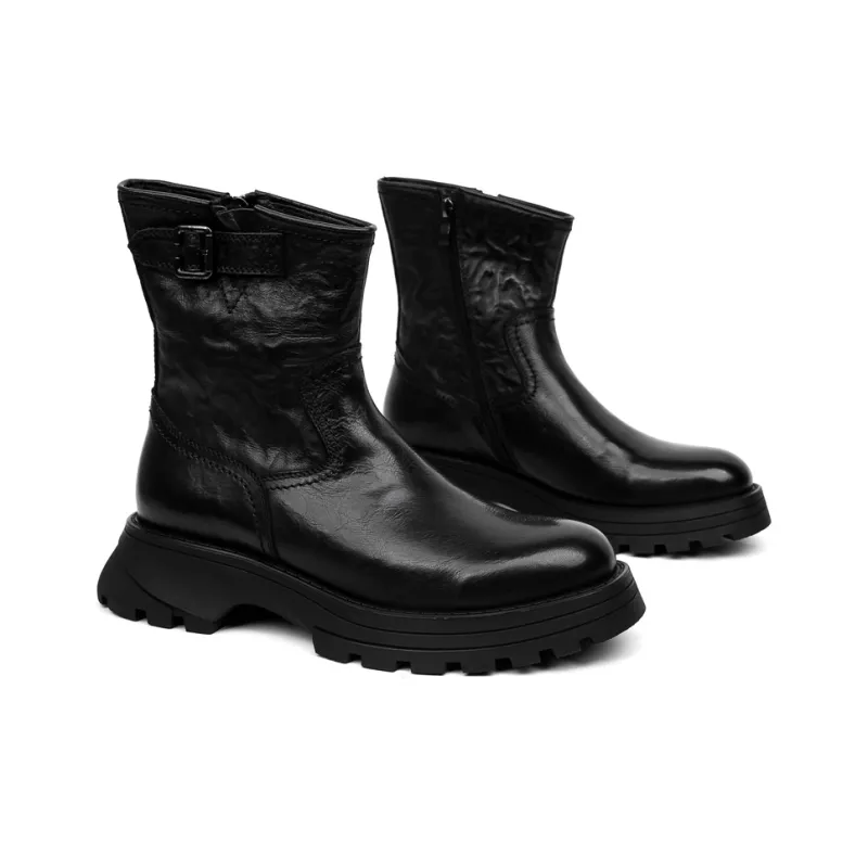 PALMPOLO Leather Lined Ankle Boots Platform Height Increasing 5cm Men's-6