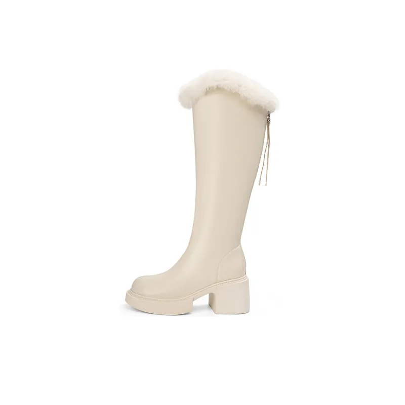 EBLAN Knee high Boots Women's Beige-0