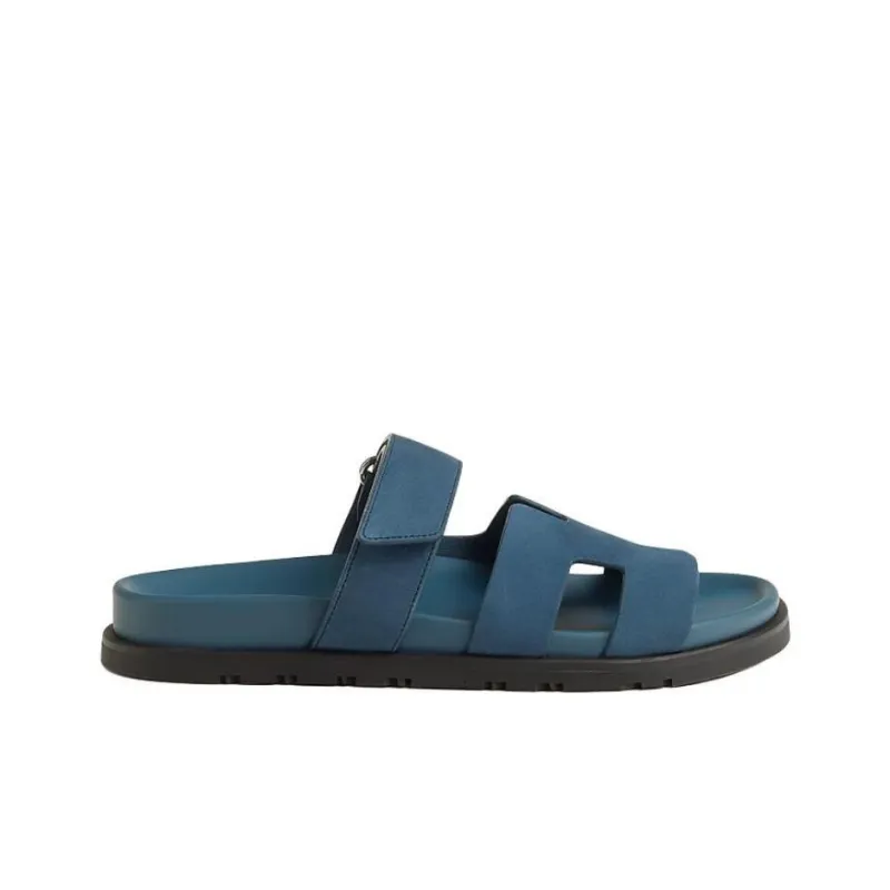 HERMES Chypre Slide Slippers Women's Blue-1