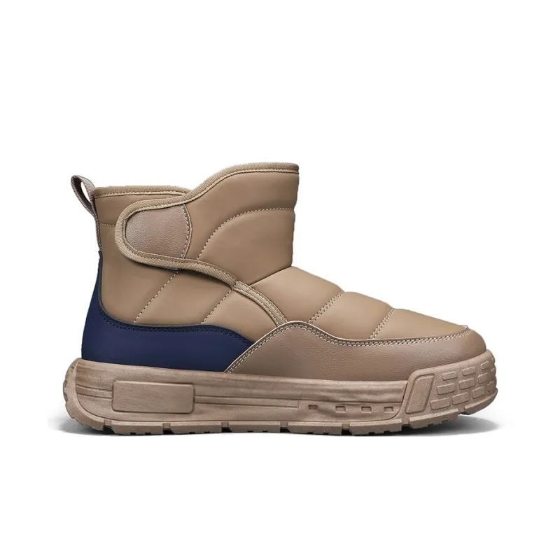 Binary Thermal Abrasion Resistant Slip Resistant Short Snow Boots Men's Brown-1