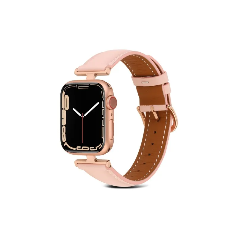 CHRROTA Compatible Apple Watch Iwatch 10/9 New L-Shaped Connector Calfskin Apple Watch Strap Watch Bands-2