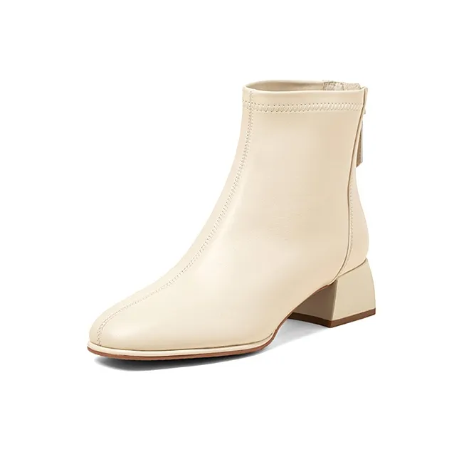 COMELY Ankle Boots Women's Ecru, Milk Tea, Black-5