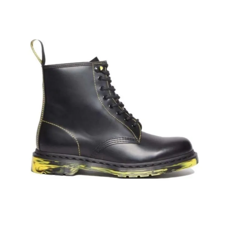 Dr.Martens 1460 Marbled Sole Smooth Leather Lace Up Boots 'Black'-1