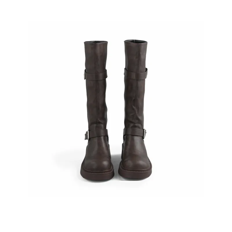 DOLIN COLLECTION Niche Square Buckle Vintage Long Shaft Boots Women's-6