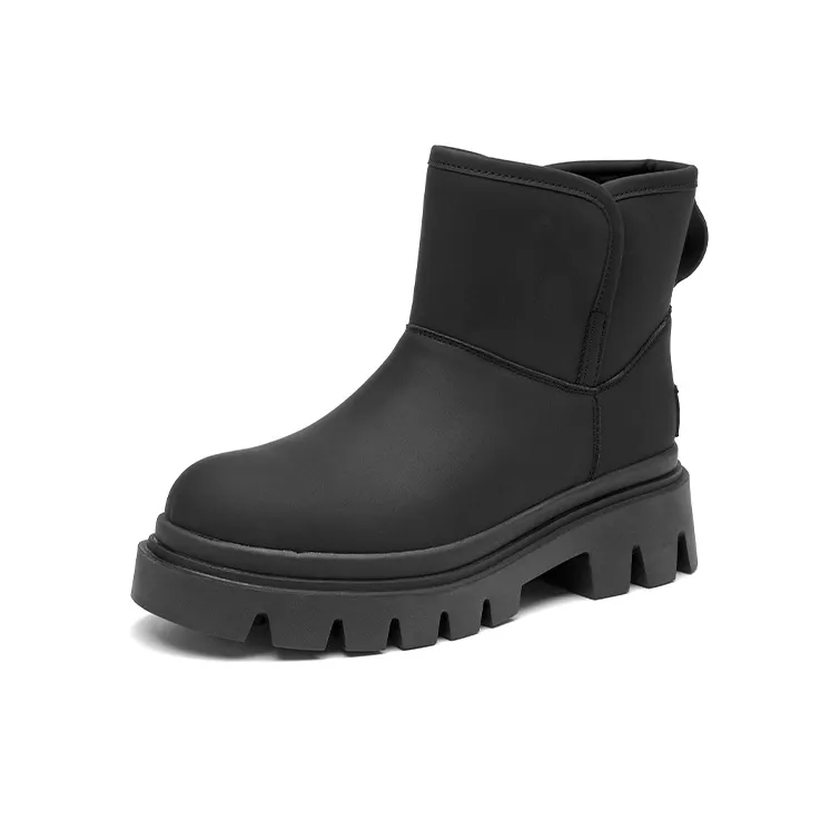 Beau Today Synthetic Leather Warm Crew Snow Boots Women's-1