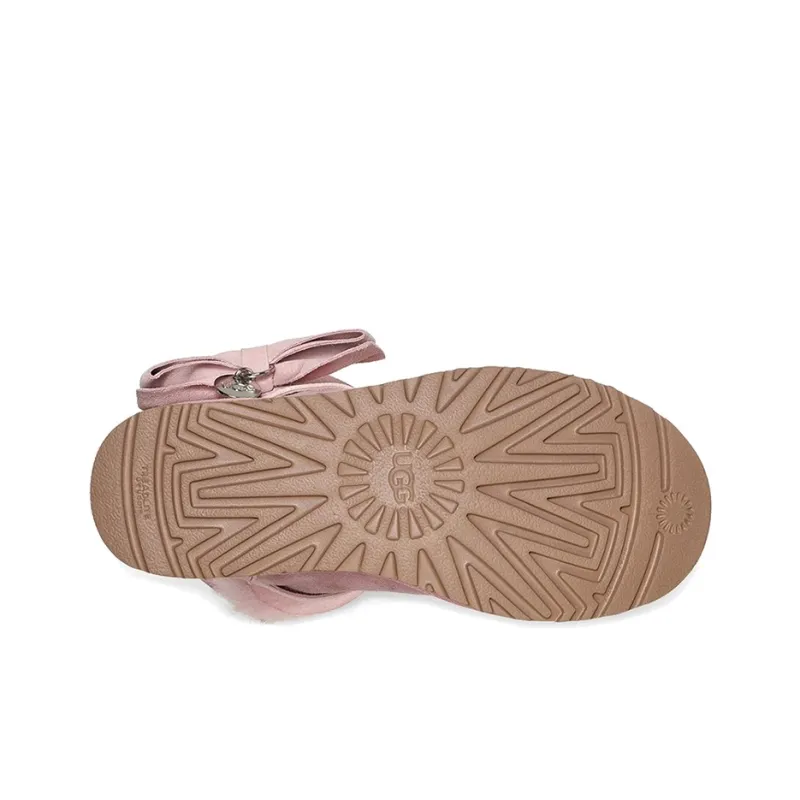 UGG Suede Mini Bow Fur Fleece Lined Pink Women's-5