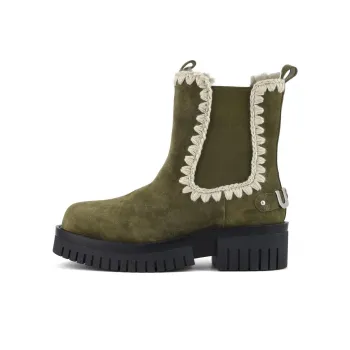 MOU Eskimo Short Chelsea Boots Women's Olive Green