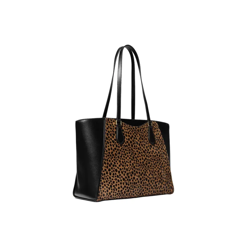 MICHAEL KORS TARYN Calf Hair Tote Bag Shopping Bag Handbag Shoulder Bag Large Size Women's Black & Brown-1