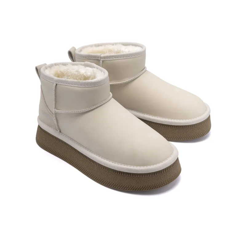 HUANQIU Height Increasing Warm And Wear Resistant Short Snow Boots Women's Beige-6