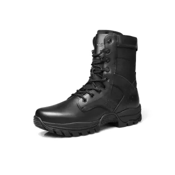 Strongman 3515 New Style Men's Outdoor Training Boots Black Trail Running Mountaineering Shoes With Side Zip Closure