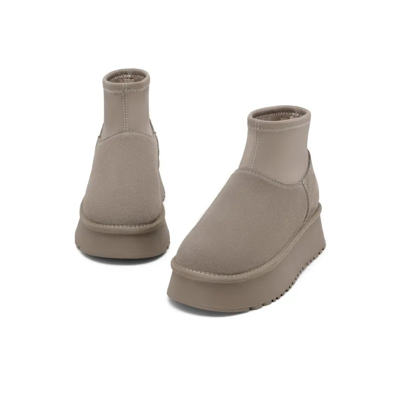 C°BANNER Warm Short Snow Boots Women's Sand Green-3
