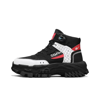 Binary Short Mid Calf Martin Boot Men's Black White