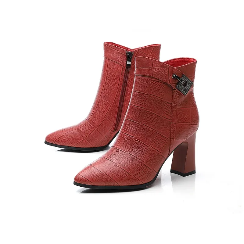 VEDULLAR Ankle Boots Women's Black/Burgundy/Beige-15