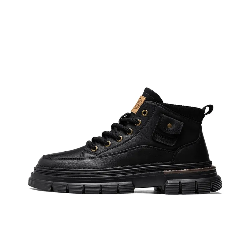 GERTOP Martin Boots Men Black, Khaki-6