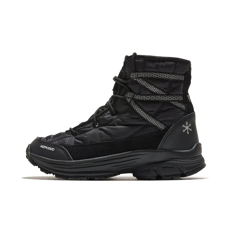HOT POTATO Warm Wear Resistant Slip Resistant Coverage Short Snow Boots Unisex Black-0